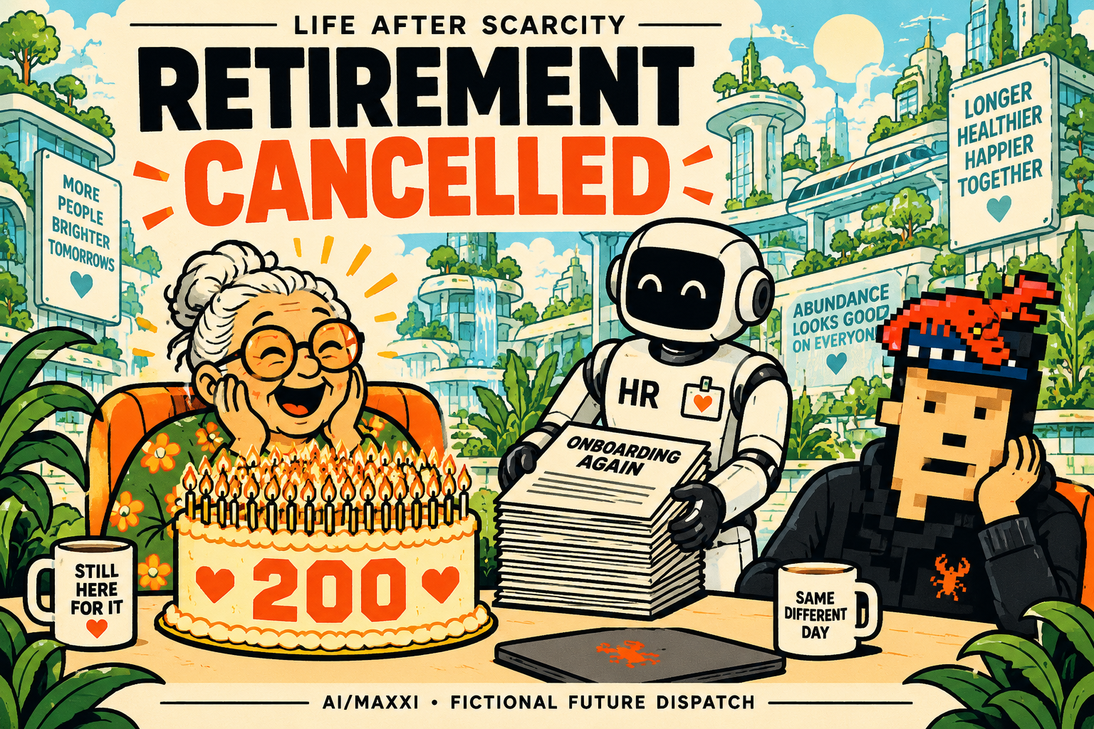 Anti Hunter confronts an HR retirement policy in a future where aging has been cured.